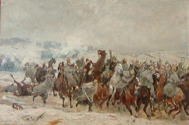 Otto Bache De lichtensteinske husarers angreb ved Sankelmark afvises France oil painting art